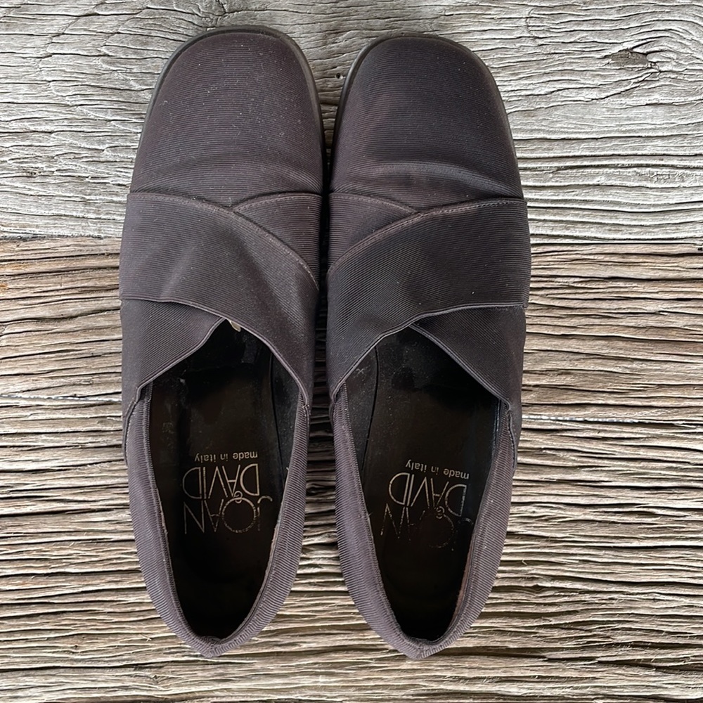 Joan and David brown fabric flats